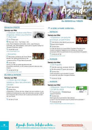 Agenda de la semaine du 26 mai au 01 juin 2025