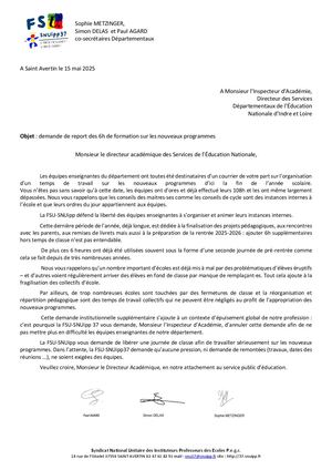 Fsu Snuipp 37 Lettre Ia 37 Nouveaux Programmes