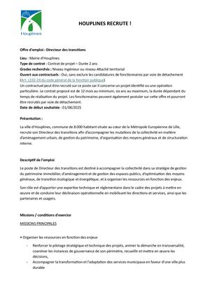 Offre D'emploi Directeur Des Transitions