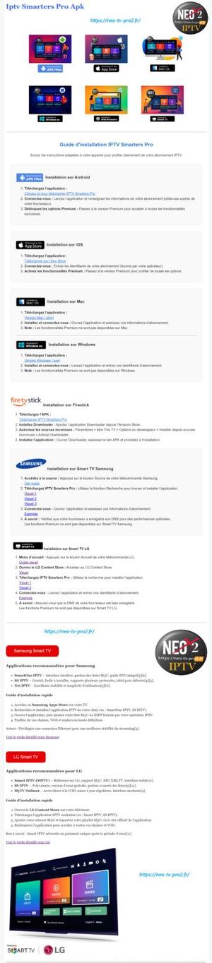 Iptv Smarters Pro Guide D'installations Neo Tv Pro2 Fr