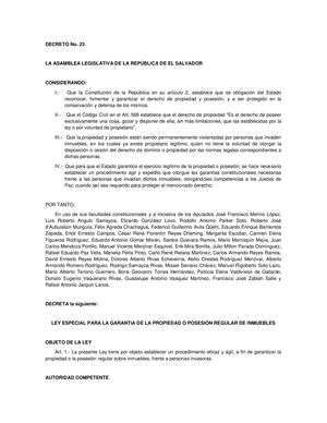 Ley De Garantía De La Posesión