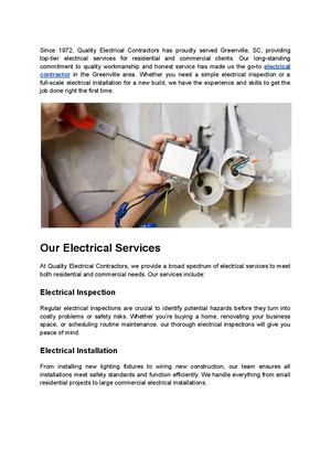 Quality Electrical Contractors - Trusted Electrical Contractor in Greenville, SC
