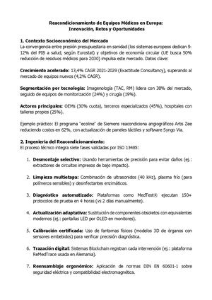 Reacondicionamiento De Equipos Médicos En Europa