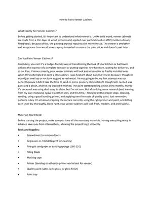 How To Paint Veneer Cabinets