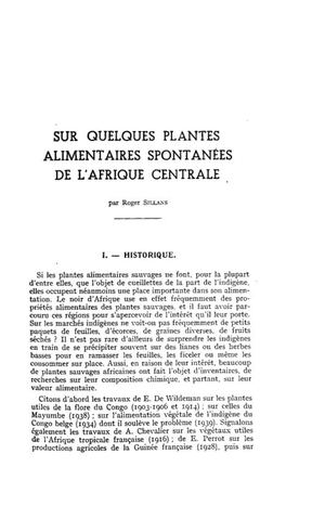 Sur Quelques Plantes Alimentaires Spontanée De L'Afrique Centrale, Par R. Sillans, In: Bull. De L'Instit. D'Etudes Centrafricaines Num. 5, 1953