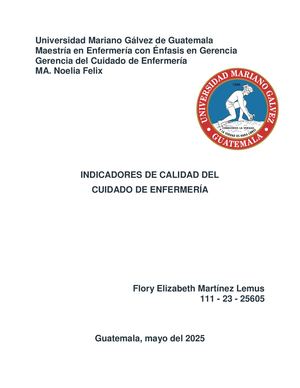 Portafolio De Indicadores De Calidad Del Cuidado De Enfermería