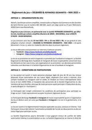 Règlement Jeu Concours Delbard X Pepinieres Desmartis 2025
