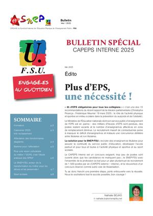 Bulletin SNEP - Spécial CAPEPS Interne - Avril 2025