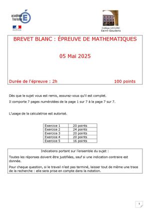 Brevet Blanc Mai 2025