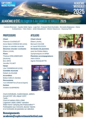 Academie Du Cap Ferret Music Festival Du 5 Au 12 Juillet