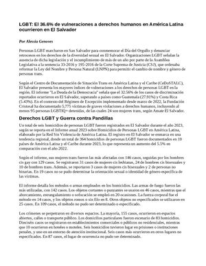 Lgbt El 36 6% De Vulneraciones A Derechos Humanos En América Latina Ocurrieron En El Salvador
