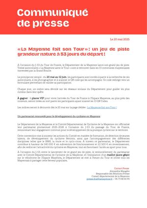 « La Mayenne Fait Son Tour » Un jeu de piste grandeur nature à 53 jours du départ !