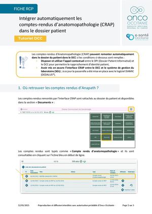 Intégrer CRAP automatiquement dans dossier patient