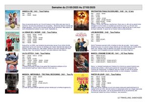 Programmation Du 21 au 27 mai du cinéma Le Travelling d'Agde