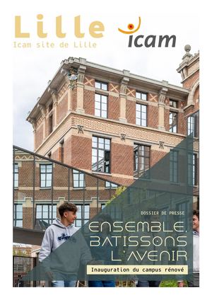 Dossier de presse - inauguration Icam site de Lille