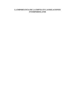 La Empatia En Las Relaciones Interpersonales Tcc Final Para Entregar