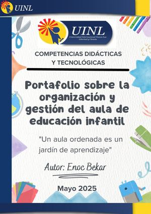 Portafolio Sobre La Organización Y Gestión Del Aula De Educación Infantil