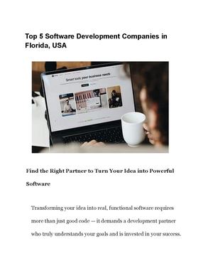 Top 5 Software Development Companies In Florida, Usa