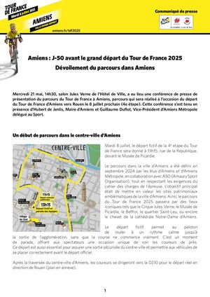 TDF J-50 : Dévoilement du parcours dans Amiens