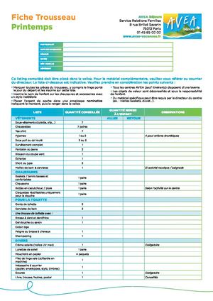Fiche Trousseau Printemps au140524