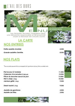 Carte Ail Des Ours Ete 2025 Entière + Formules Mis à Jour Le 20 Mai 25 Kf