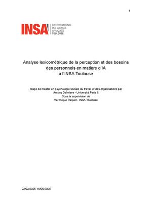Analyse lexicométrique de la perception et des besoins des personnels en matière d’IA