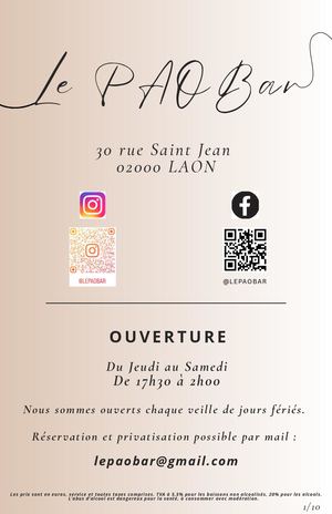 Carte Des Boissons Pao Bar