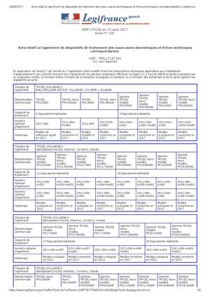 L'agrément Ministériel De La Gamme Tricel Novo