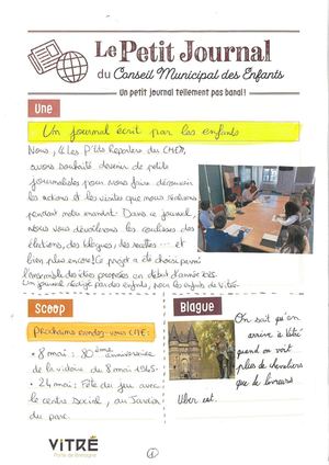 Le Petit Jounal Du Conseil Municipal Des Enfants