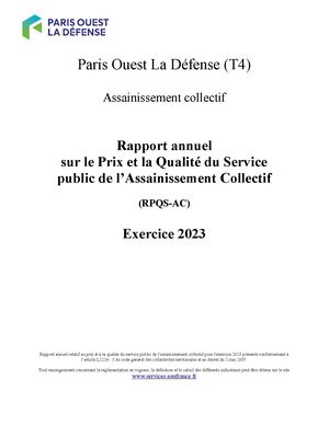 Rapport prix et qualité service assainissement 2023