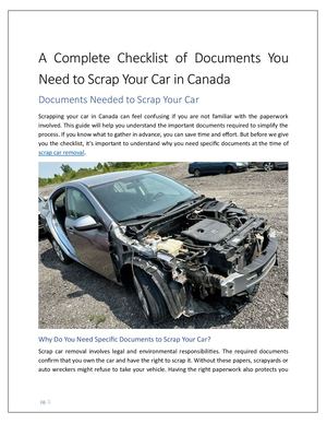 A Complete Checklist Of Documents You Need To Scrap Your Car In Canada