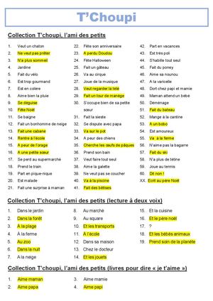 Liste Collection T'choupi + Petit Ours Brun