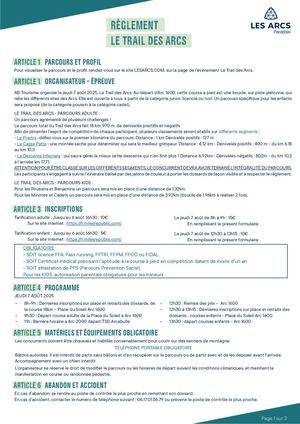 Reglement Le Trail Des Arcs 2025