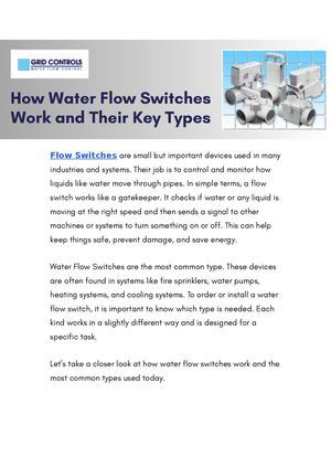 How Water Flow Switches Work And Their Key Types