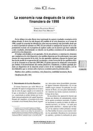 Economia Rusa Despues De Crisis De 1998