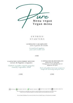 MENU "PURE" - VEGETARIAN 2025