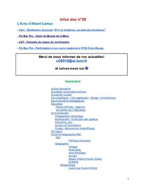 Infos Doc N°30 2024 2025