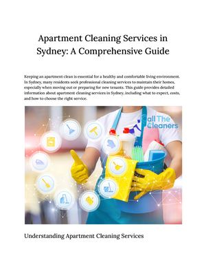 Apartment Cleaning Services In Sydney A Comprehensive Guide
