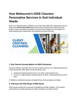 How Melbourne’s Ndis Cleaners Personalise Services To Suit Individual Needs