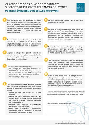 Charte De Prise En Charge Cancer De L'ovaire éTablissements B5 Avec Pts Ovaire