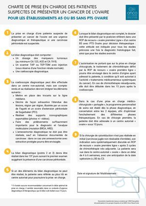 Charte De Prise En Charge Cancer De L'ovaire éTablissements A5 Ou B5 Sans Pts Ovaire