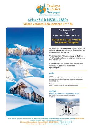 Programme Risoul 17 Au 24 Janvier 2026