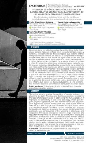 Violencia De Género En América Latina Y El Caribe Desafíos Legales Para La Protección De Las Mujeres En Estado De Vulnerabilidad