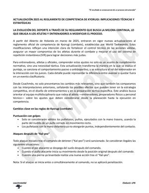 Actualización 2025 Al Reglamento De Competencia De Kyorugi Implicaciones Técnicas Y Estratégicas
