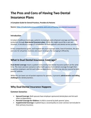 Pros And Cons Of Having Two Dental Insurance Plans