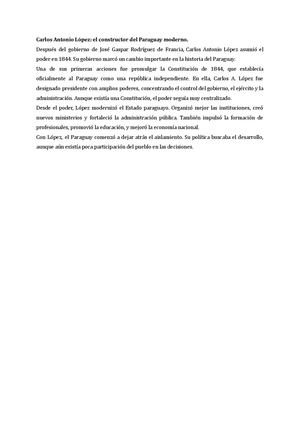 Carlos Antonio López El Constructor Del Paraguay Moderno