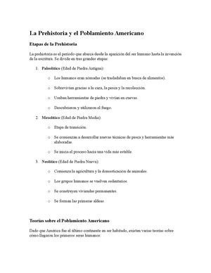 La Prehistoria Y El Poblamiento Americano Calameo