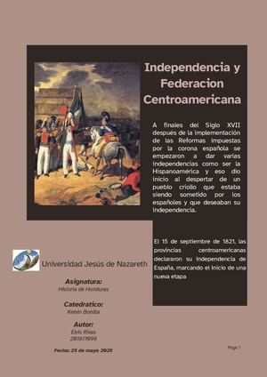 Independencia Y Federacion Centroamericana