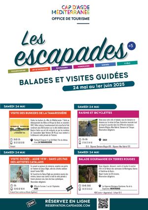 Programme des « Escapades » de l’Office de Tourisme qui couvre la période du 24 mai au 1er juin 2025