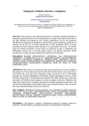 Inteligencia Artificial Y Derecho A Vuel
